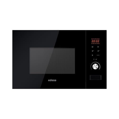 EDESA Microondas EMW-2020-IG BK de encastre de 20 litros, 800W y con grill 1000W Recinto interior de acero inoxidable Funciones de Descongelación y calentamiento Ancho 59.5 Color Negro