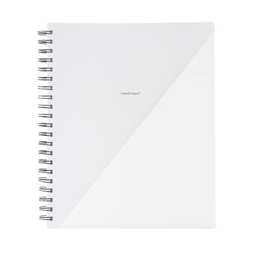Cahier à spirales blanc 196 pages russell+hazel fournitures de bureau avec poche