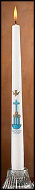 Blue Cross Baptismal Candle Wax with appliqué 10' H