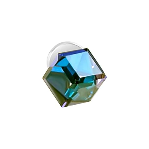 ONDAISY Birthstone Sapphire Crystal Bar 6mm 316 Sugical Stainless Steel Stylish Chic Basic Geometric Rectangle Square Cube Dice Square Studs Pierced Earring Internally Threaded Labret Piercing Cover