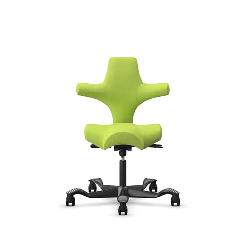 Image of HAG Capisco Adjustable Standard Desk Chair - Black Frame - Green Polyester Seat