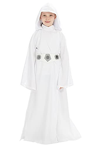 Taeyue Robe de cosplay princesse Leia pour enfant fille, avec ceinture, pour Halloween, carnaval, taille S