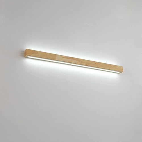 TONFON Lámpara de pared lineal minimalista LED Luz de pared de madera nórdica Tira larga Aplique de pared de tocador Linterna de pared de madera for dormitorio Sala de estar Sala de estudio Pasillo Co