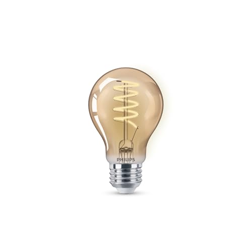 PHILIPS LED 60W A19 1-Pack Vintage Edison Spiral Amber (2000K) 400 Lumen (6.5W = 60W) Dimmable Flicker-Free Light Bulb