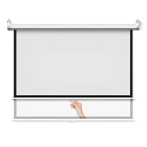 Aqkgtj Pantalla de proyector portátil de 84 Pulgadas, Tela proyector retráctil Manual para Cine en casa, Oficina, Montaje en Pared o Techo
