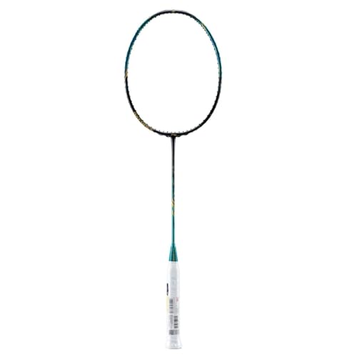 Image of Li-Ning AXForce 100 Badminton Racquet, Unstrung, Storm Green, Carbon Fiber, Head Heavy Power Frame, for Advanced Players (3UG5)