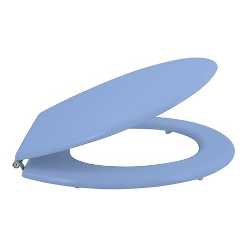 MSV WC Sitz Toilettendeckel MDF Holzkern Hellblau Scharniere aus Edelstahl - hochwertige und stabile Qualität
