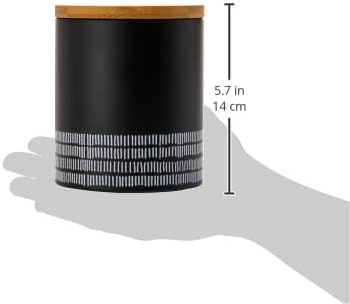 Typhoon Monochrome Medium Airtight Storage Container with Bamboo Lid, Steel, Black