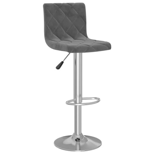 Tabourets de bar en velours gris foncé réglables et pivotants | Lot de 2 - 4