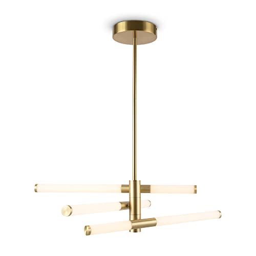 Maytoni Moderne Pendelleuchte Axis LED incl. Gold aus Acryl, Aluminum 1980 Lumen Energieeffizient 28W für Küche, Schlafzimmer, Wohnzimmer, Esszimmer, Lobby