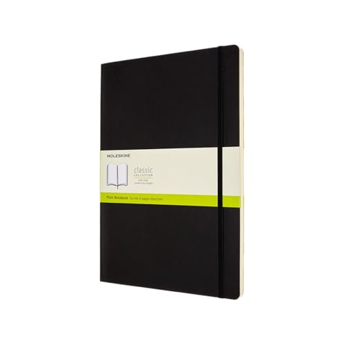 Moleskine Classic Notebook, Taccuino con Pagine Bianche, Copertina Morbida e Chiusura ad Elastico, Formato A4 21 x 29.7 cm, Colore Nero, 192 Pagine