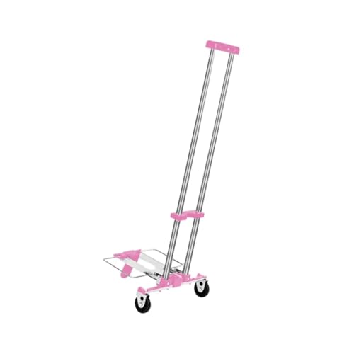 Diable pliable rose 97 cm avec chariot de courses robuste pour le shopping