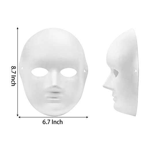 Nicunom 40 Pack DIY Full Face Masks, 2 Sizes Paintable White Plain Masks, Pap...