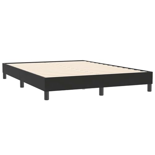 vidaXL Cama Box Spring sin colchón Cuero sintético Negro 160x210 cm, Cama, somier, Cama de Terciopelo, Muebles de Dormitorio, Cama Doble