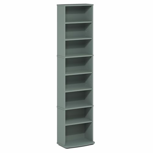 Image of Furinno Jaya DVD Shelf, 8-Tier Tall Narrow CD Rack, Media Shelf with Adjustable Shelves, DVD Storage Cabinets for CD Bluray Game Disc, Easy Assembly, for Living Room, Home Office, Sage Green