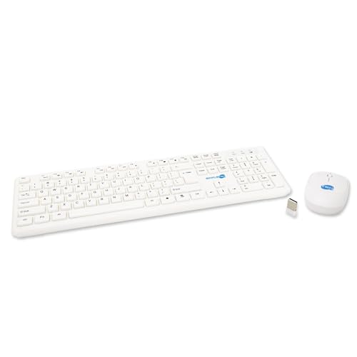SIMPLETEK - Zestaw myszy i klawiatury bezprzewodowej 2,4 G, arabski układ klawiatury QWERTY z klawiaturą numeryczną i ergonomiczną myszą, 3 przyciski odbiornika USB