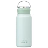 アトラス 水筒 530ml 保冷 保温 真空断熱 ステンレス パッキン一体型 スポーツドリンク対応 ハンドル付き シームレス スクリューボトル 直飲み 洗いやすい お手入れ楽 アウトドア WENS ウェンズ ミント 白湯 AWSL-530MI