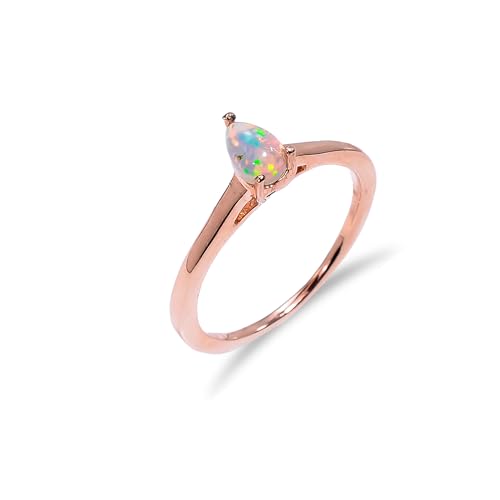 Bague opale de feu éthiopienne naturelle en argent, le cadeau vintage idéal