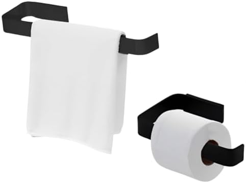 Kit Acessorios Para Banheiro Preto Fosco 2 Peças Porta Toalha De ...