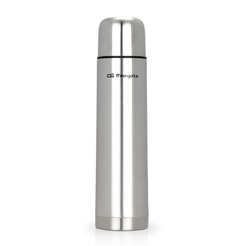 Orbegozo TRL 160, Termo Acero Inoxidable, frío hasta 24 Horas y Caliente hasta 12 Horas, tapón con pulsador dosificador, 150 ml