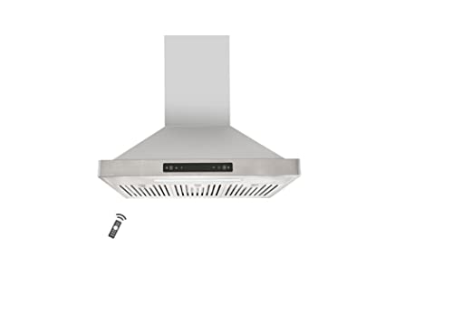 Vesta Brussels 800CFM 30'' Stainless Steel Wall Mounted Range Hood With 6 Speeds Touch/Gesture Control, 6'' Round Vent, Baffle Filters, LED Lights, and Chimney Suitable For 9ft Ceiling