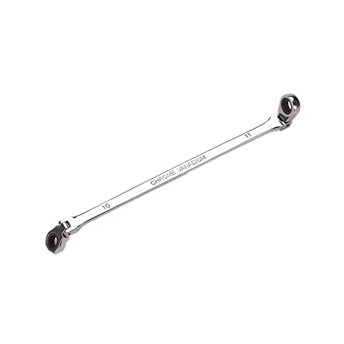FLZOSPER Extra Long Flex-Head Double Box End Ratcheting Wrench Set, Metric … (10×11mm), Chrome - Image 3