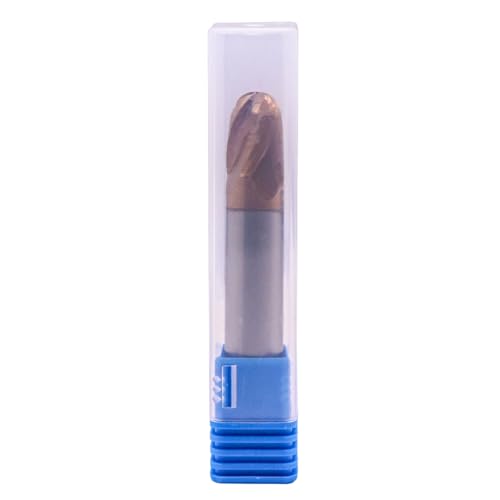Image of 1 /2 inch 4 Flute Solid Carbide Ball Nose End Mill, Double End, TiSiN Coated | 30 Helix, 1 /2 inch Cutting, 1 /2 inch Shank, 5 /8 inch LOC, 3 inch OAL, for Milling Alloy Steel, Carbon Steel, Cast Iron
