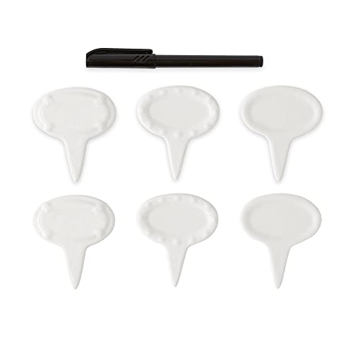 Identificadores de quesos RSVP de porcelana blanca con diseño ovalado en set de 6 unidades