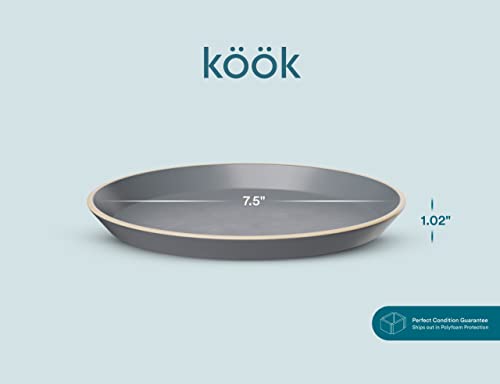 Kook Dinnerware Sets, Semi-Matte Stoneware, Dinner Plates, Salad Plates (Slate Grey, 8 Inch) #TOP2