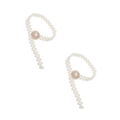 LOGOFUN 4PCS Pearl Curtain Tiebacks Daisy Pearl Curtain Ties Metal Pearl Curtain Buckles for Wedding Window Home Office Decor