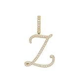 HIJONES Hombres Mujer Acero Inoxidable Collar Inicial Floral Giro Joyería de Encanto Hip Hop de Circonia Oro Z