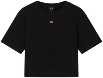 Armani Exchange Women's Salin de Giraud, Logo Lettering on Back T-Shirt,Black,M