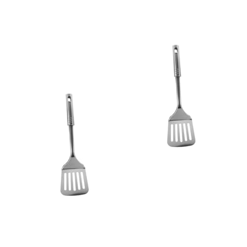 HOLIDYOYO 2 Piezas Espátula De Cuchara De Acero Inoxidable Juego De Ollas Utensilios Para Sartenes Antiadherentes Utensilios De Cocción De Acero Inoxidable Servir Utensilios Plata