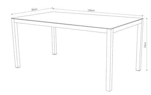 MOMMA HOME Mesa Jardin Aluminio y Cristal TempladoMesa Comedor Rectangular de Exterior 6 Personas Aire Libre Medidas 150x90x74 cm (Blanco) - imagen 3
