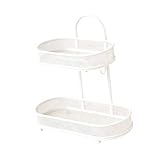 Wazsnhm Cosmetic Holder Standing Shelf, Bathroom Counter Organizer, 2 Layer Kitchen Standing Shelf for Bedroom, Counter, Bathroom, White
