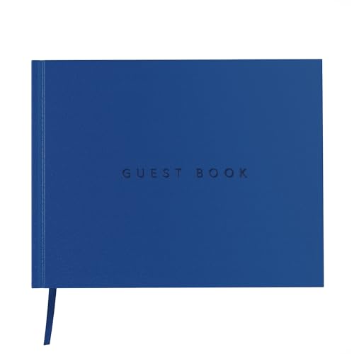 Useful Co. Classic Blue Guest Book Guest Book Alternative for Party Sign in Book Vacation Home Funeral Guest Book Hardbound Guestbook Leather Cover 112 Pages 24.9 x 19.8 cm - Blue