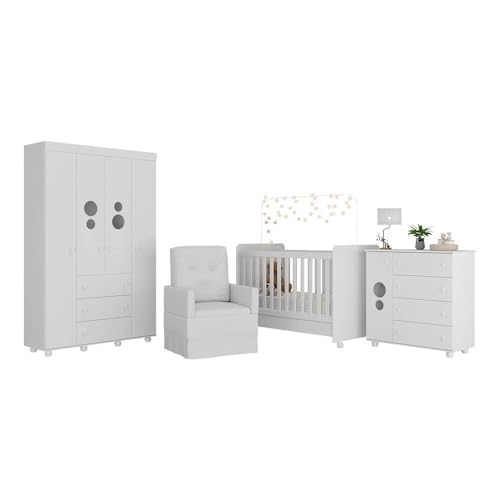 Quarto Completo com Poltrona de Amamentação Pimpolho Multimóveis Mp4073 Branco