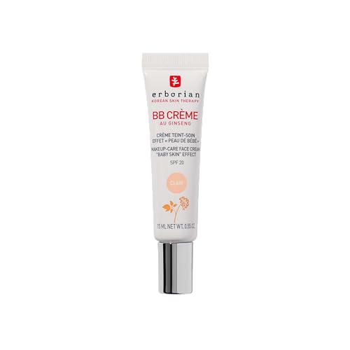 Erborian - BB Crema de Ginseng - Crema Perfeccionadora 5-en-1 - Cuidado con efecto 'piel de bebé' 5-en-1 Cuidado facial con SPF 20 - Cosmético Coreano - Claro 15 ml