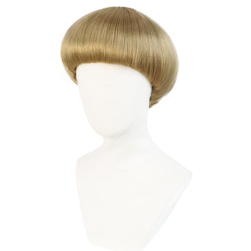 short blonde bob wig with bangs mushroom wigs for men women 60s 70s bowl cut wigs men blond bob for cosplay funny wig for party outfit anime for halloween costumehair cap
