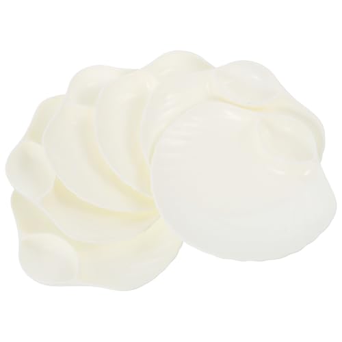 CONGARTENO 6pcs Dumpling Plate Reusable Sushi Plate Dumpling Serving Dish Shell Shaped Shell Food Dish Noodle Plate Japanese Plates Serving Plate Chips and Dip Serving Dish Dip Bowls White Pp