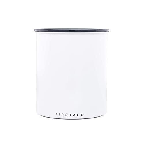 Image of Airscape Coffee Storage Canister (2.5 lb Dry Beans) - Big Kilo Size Canister with Patented CO2 Releasing Airtight Lid Pushes Air Out to Preserve Food Freshness - Matte Finish Food Container (White)