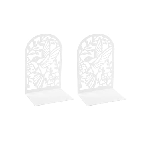 Sujetalibros resistentes de metal blanco para evitar la caída de libros 2