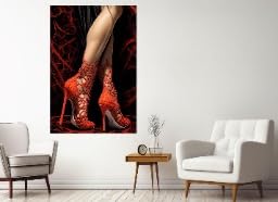 Toile talons hauts rouges pour ambiance boudoir de chambre