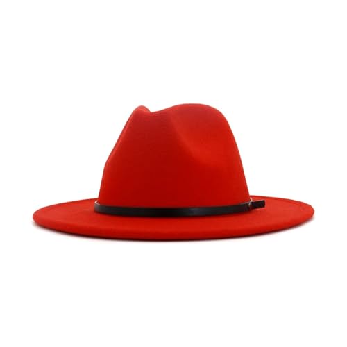 Chapeau Fedora en feutre de laine pour hommes et femmes style jazz classique de couleur unie