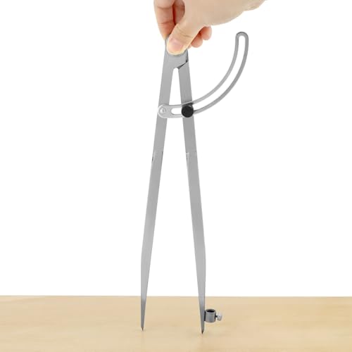 QWORK® 300mm Verstellbarer Zirkel, Anreißzirkel mit Feststellflügel und Bleistifthalter, für Holzbearbeitung, Metallbearbeitung, Lederverarbeitung