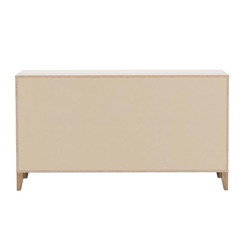 Image of Prepac Nordik Dresser, White & Oak Dresser for Bedroom, Chest of Drawers with 6 Drawers, 16 inch D x 54.75 inch W x 30 inch H, WODBR-2206-1