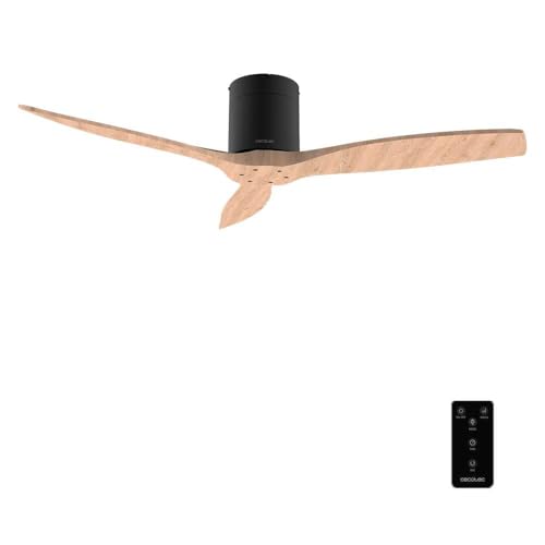 Cecotec Ventilador de Techo con Mando a Distancia de 52" EnergySilence Aero 5400 Classic Black&LightWood. Motor DC 40W, 3 Aspas, 6 Velocidades, Temporizador hasta 8h, Modo Winter/Summer