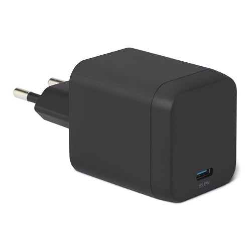 Amazon Basics Cargador de Pared USB-C Nano GaN de Carga Rápida, 65W y 1 Puerto PD 3.1 para Ordenadores Portátiles, Tablets y Teléfonos, Negro