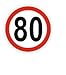 Generico 1 adesivo – Velocità massima consentita 80 km/h (R62/n. 80) W (10 x 10 cm).