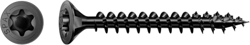 Spax Vis universelle, tête fraisée, noire BLAX T-STAR plus, filetage partiel, 4CUT (1, 3,0 x 40 mm, 200 pièces)